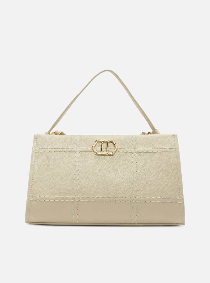 Bolsa Tote Off-White Couro Grande Retangular Costuras