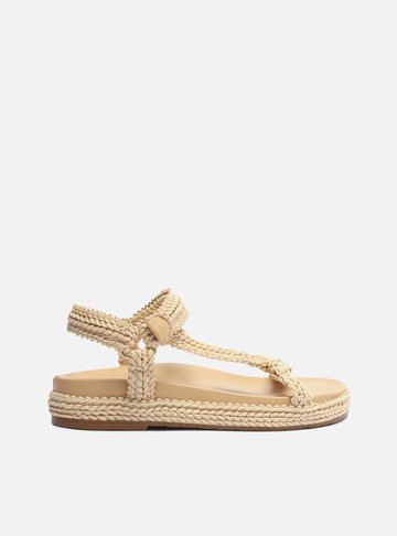 Sandália Nude Texturizada Flatform Maju