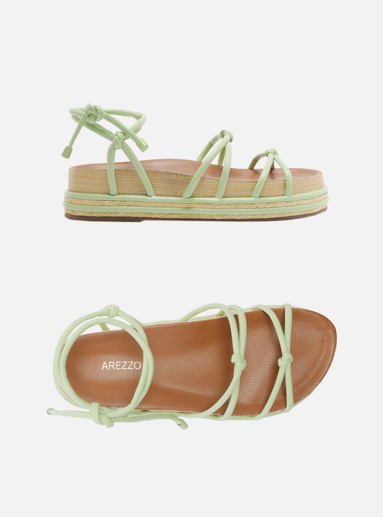 Sandália Papete Verde Tiras — foto 5