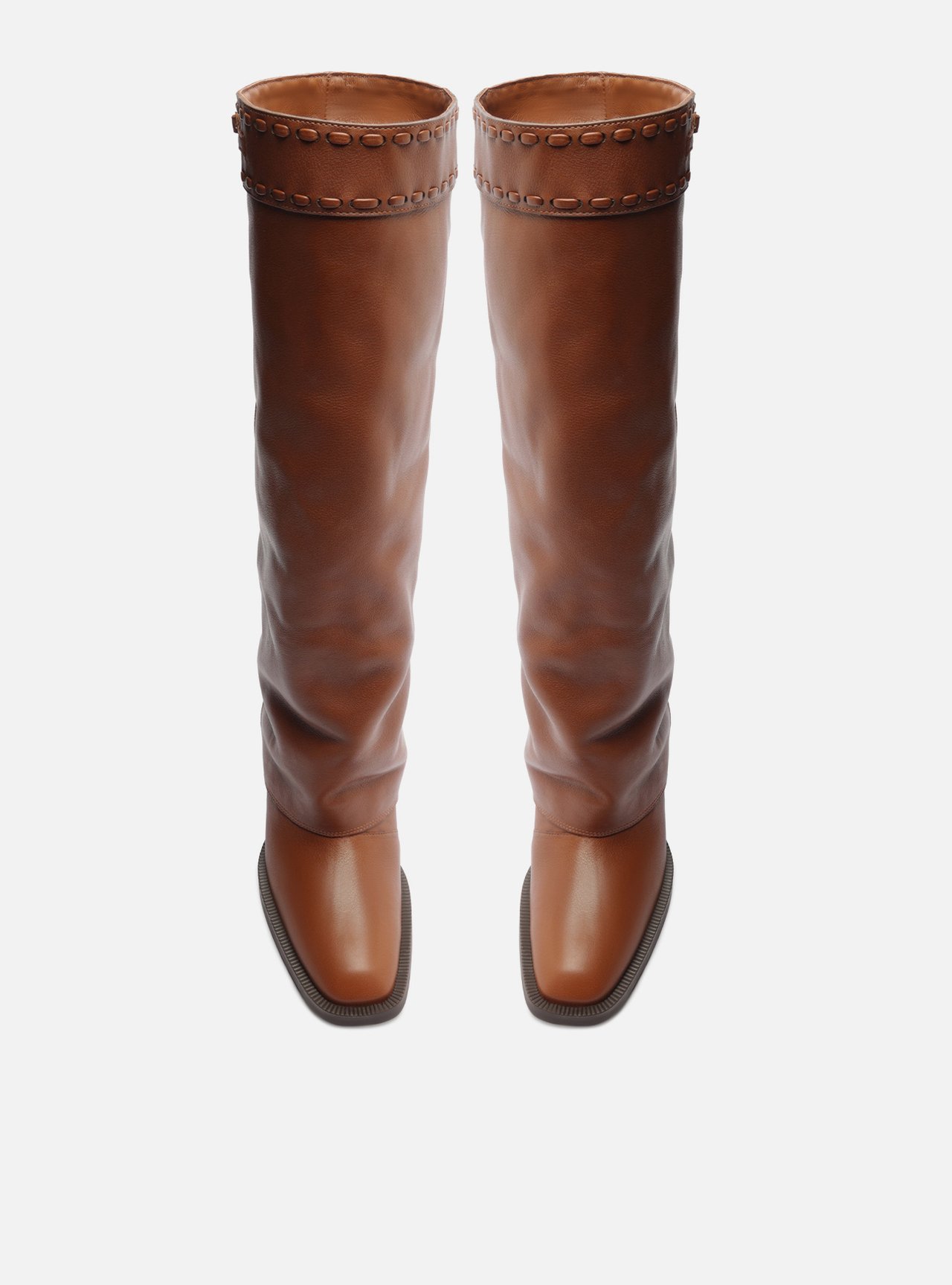 Bota Caramelo Couro Cano Longo Polaina Folk — foto 5