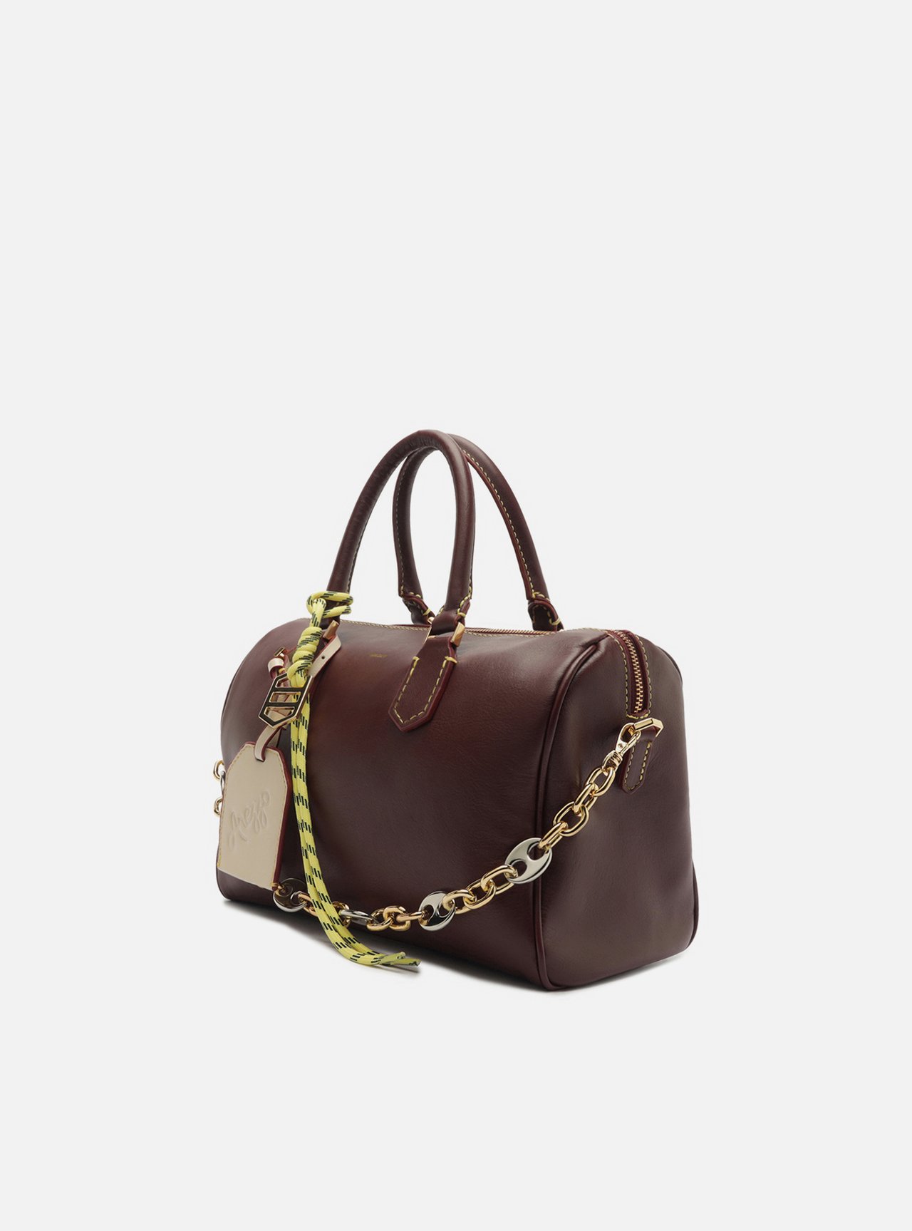 Bolsa Bowling Bordô Couro Média Alça Corrente — foto 2