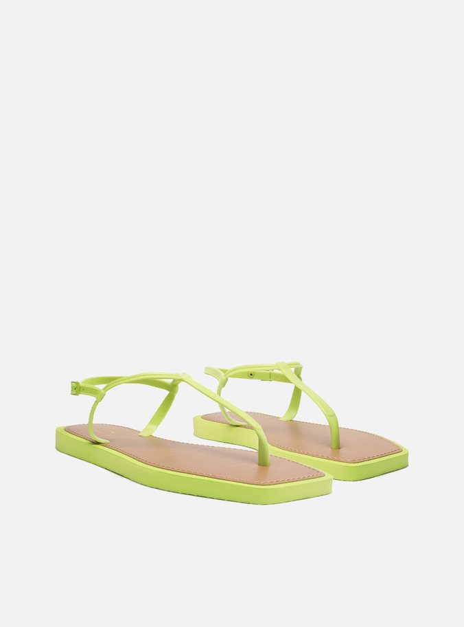 Sandália Rasteira Verde Lima Slim Square Brizza