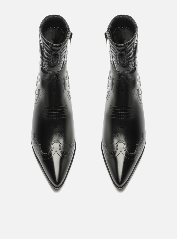 Bota Preta Couro Cano Curto Western