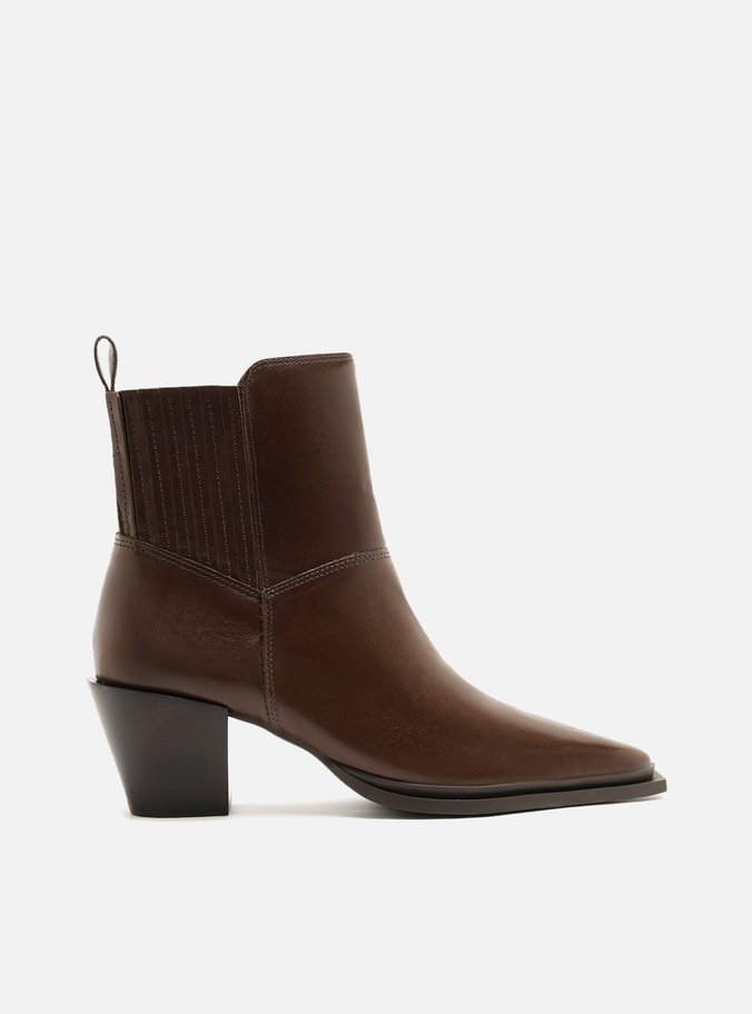 Bota New Cocoa Couro Cano Médio Salto Bloco