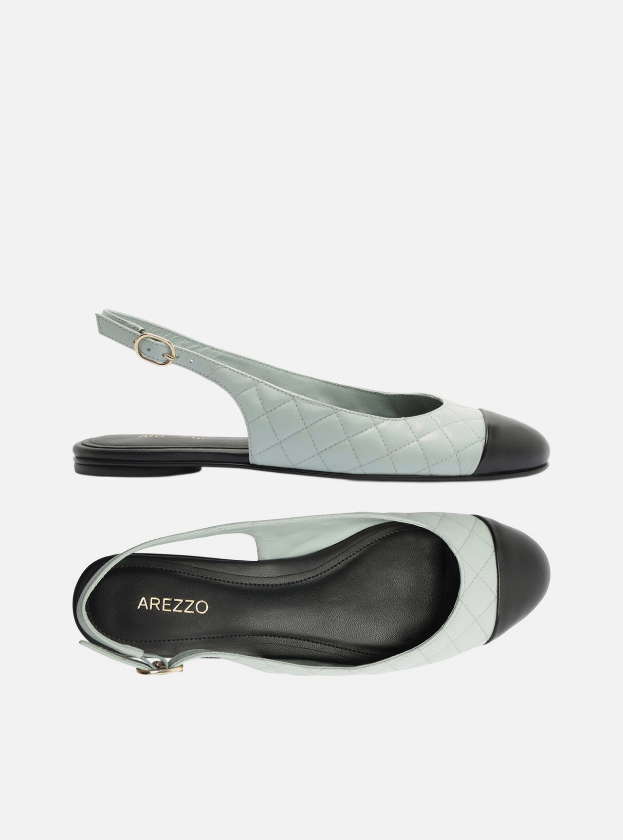 Sapatilha Azul Couro Bico Redondo Matelassê Slingback — foto 5