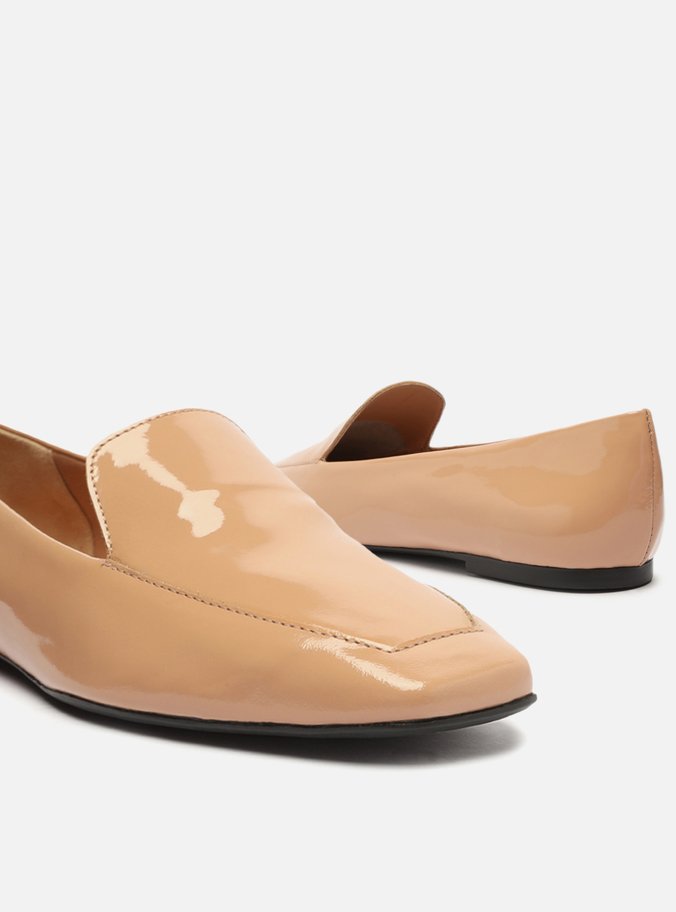 Mocassim Nude Verniz Bico Quadrado Easy