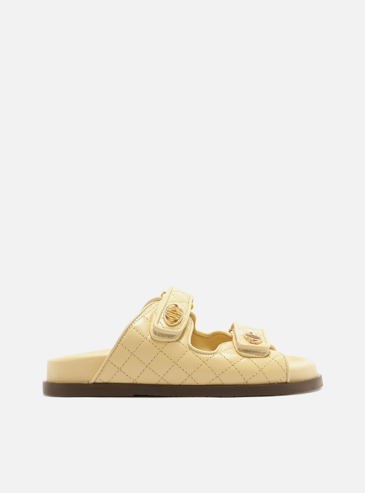 Sandália Papete Amarela Couro Flatform Matelassê — foto 1