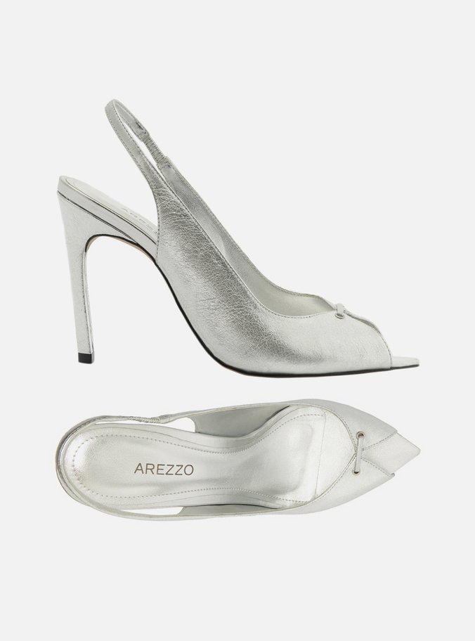 Sandália Prata Salto Alto Slingback