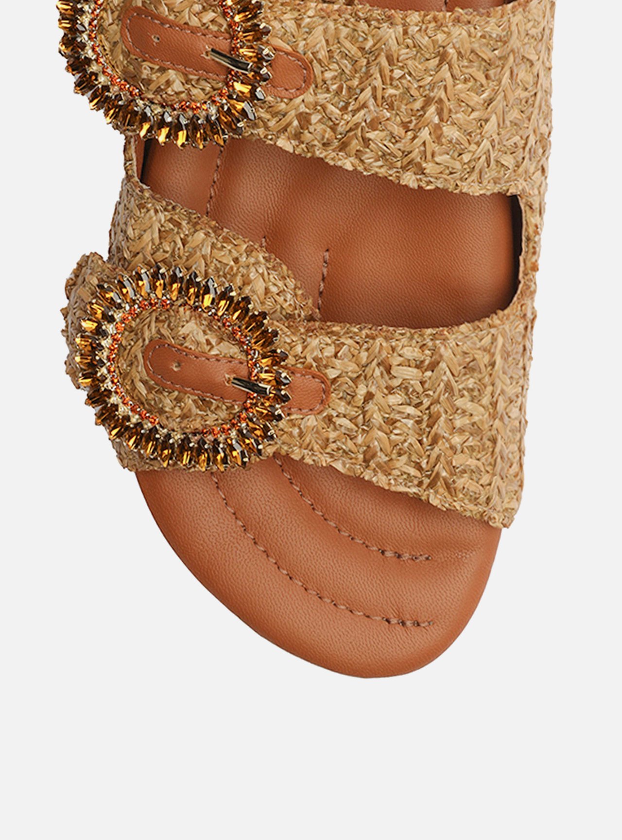 Sandália Papete Marrom Tramada Flatform Pedraria — foto 5