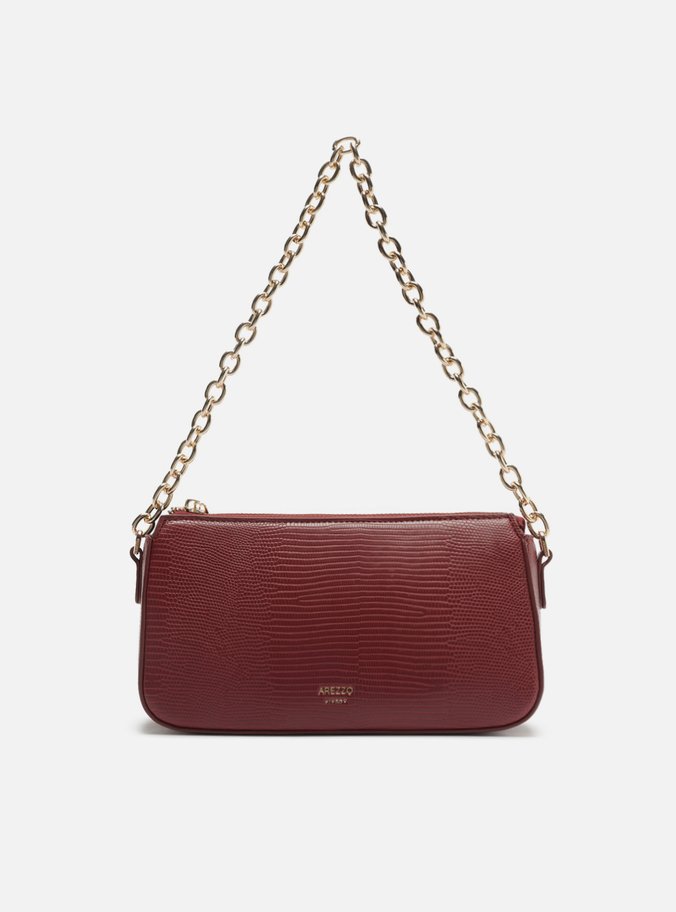 Bolsa Tiracolo Vermelha Média Croco Corrente Dourada
