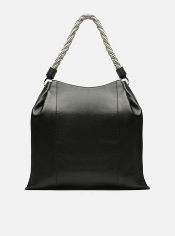 Bolsa Hobo Preta Couro Grande Alça Torcida