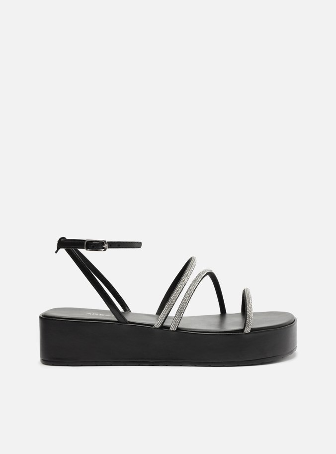 ★新品灰皿★Rock Steady SOUL REBELS WORKS★ Sandália Preta Strass Flatform Fivela | Arezzo