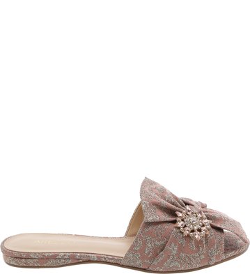 Rasteira Laço Pingente Jacquard Rose
