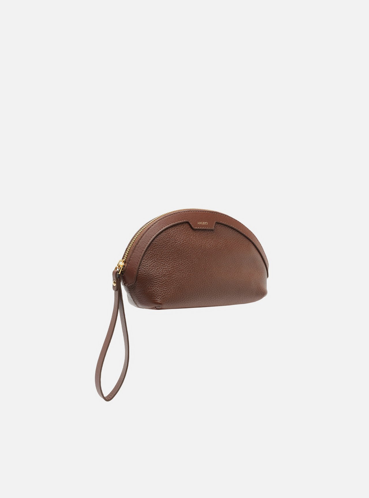 Necessaire Marrom Couro Granulada Metais Dourados — foto 5
