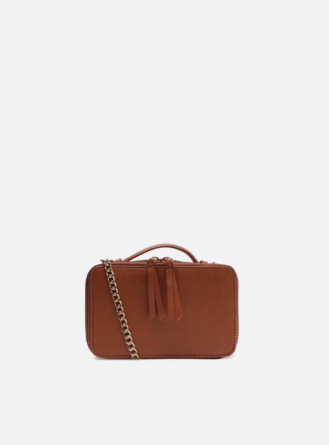 Bolsa Tiracolo Marrom Pequena Bolso Duplo