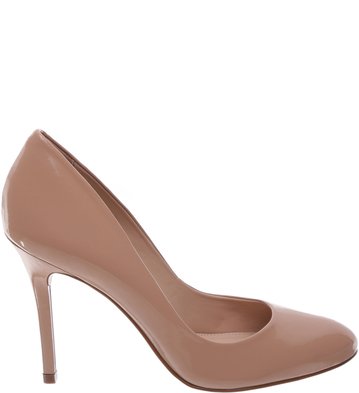 Scarpin Verniz Bico Redondo Nude Vintage