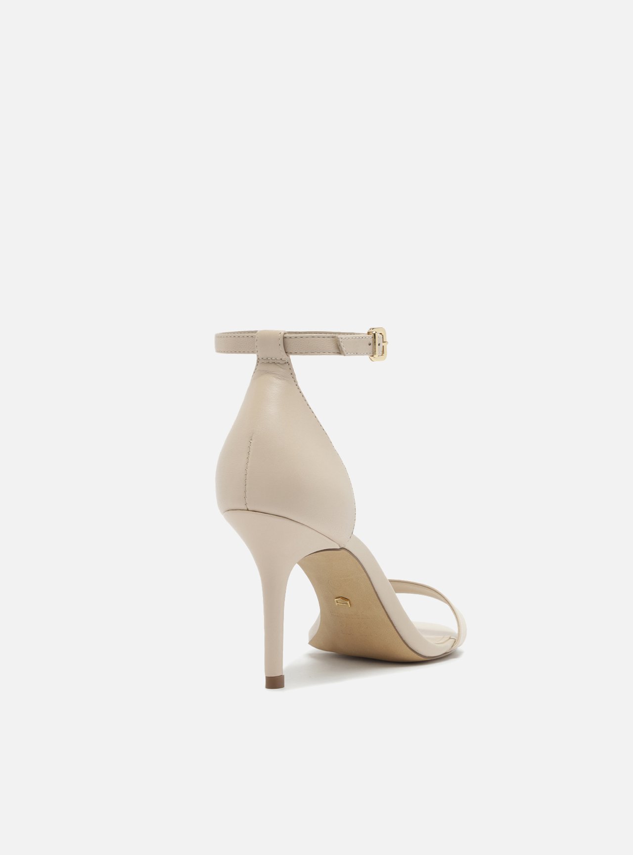 Sandália Off-White Couro Salto Médio Fino — foto 3