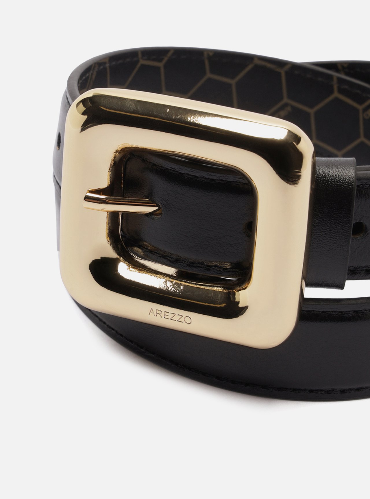 Cinto Preto Couro Médio Maxi Fivela Quadrada — foto 4