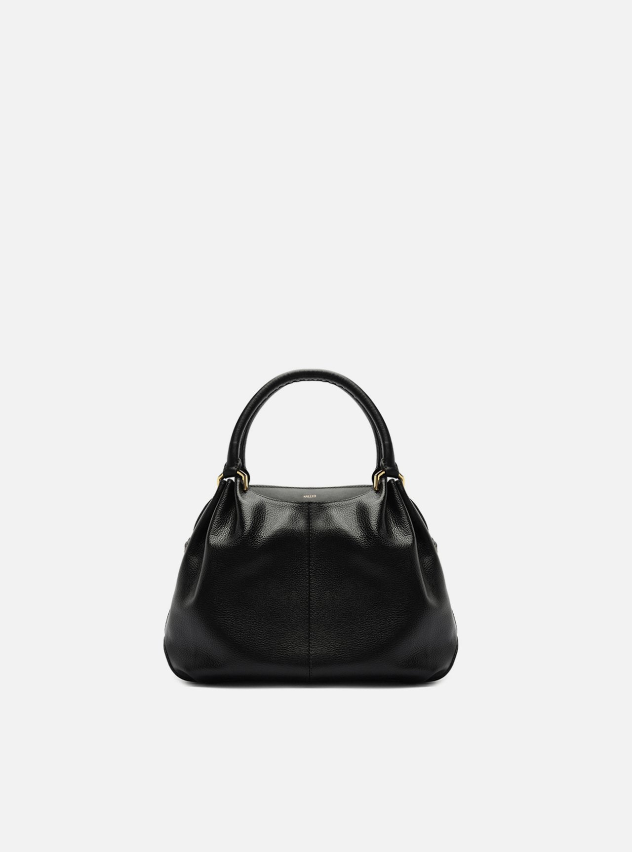 Bolsa Tiracolo Preta Couro Pequena Franzido — foto 1