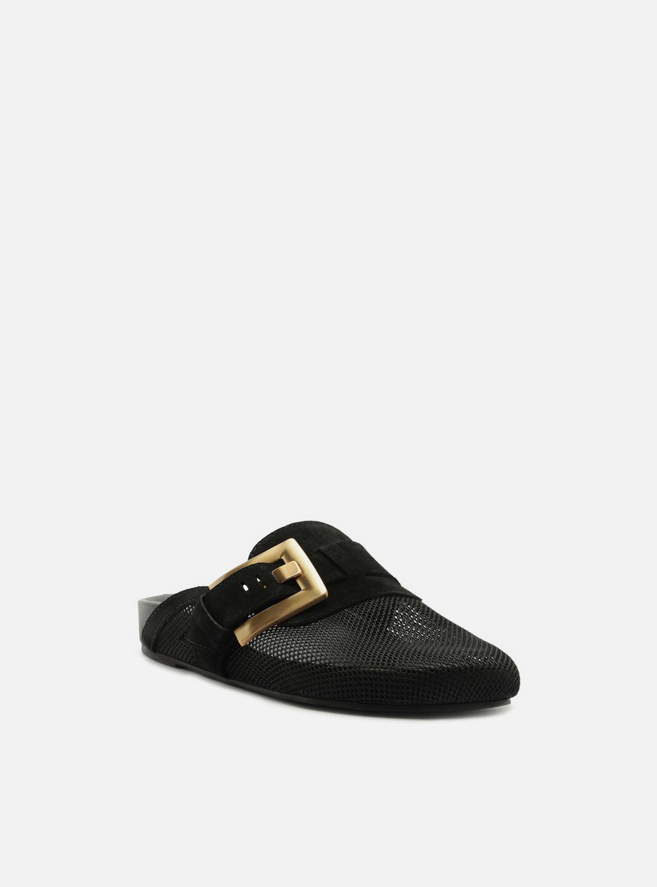 Mule Clog Preta Tela Fivela — foto 2