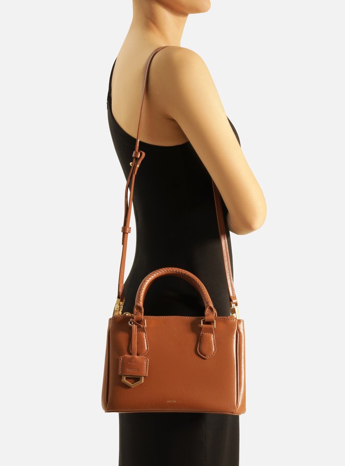 Tote Marrom Couro Média Bag Charm Metal