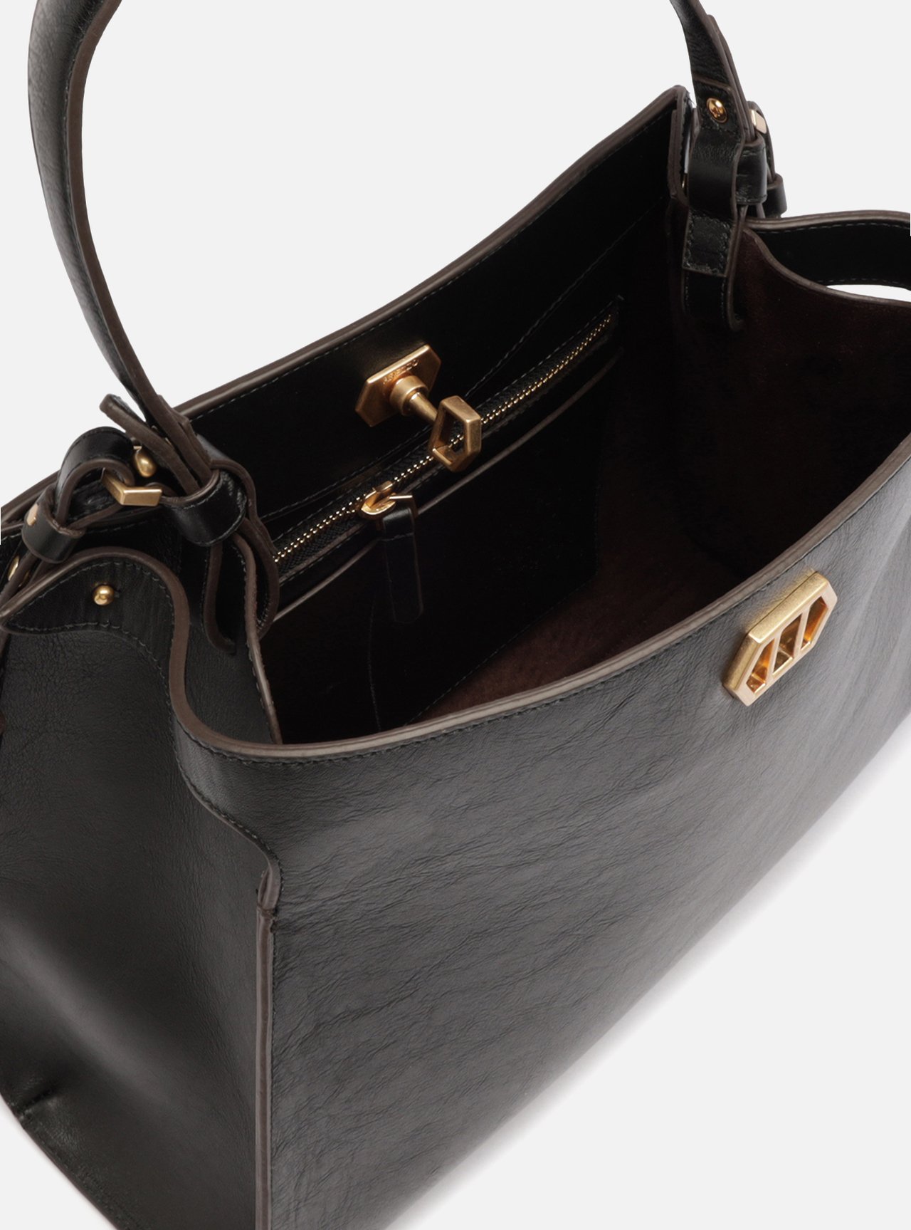 Bolsa Tote Preta Couro Grande — foto 4