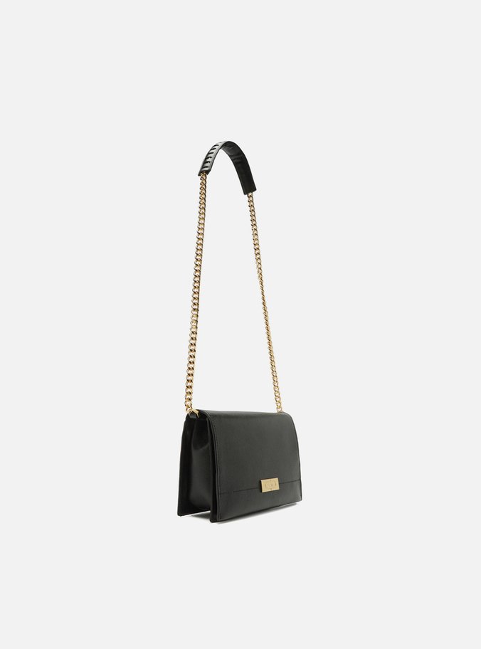 Bolsa Tiracolo Preta Couro Pequena Metais