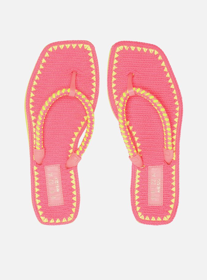 Chinelo de Dedo Multicolorido Square Crochê Brizza