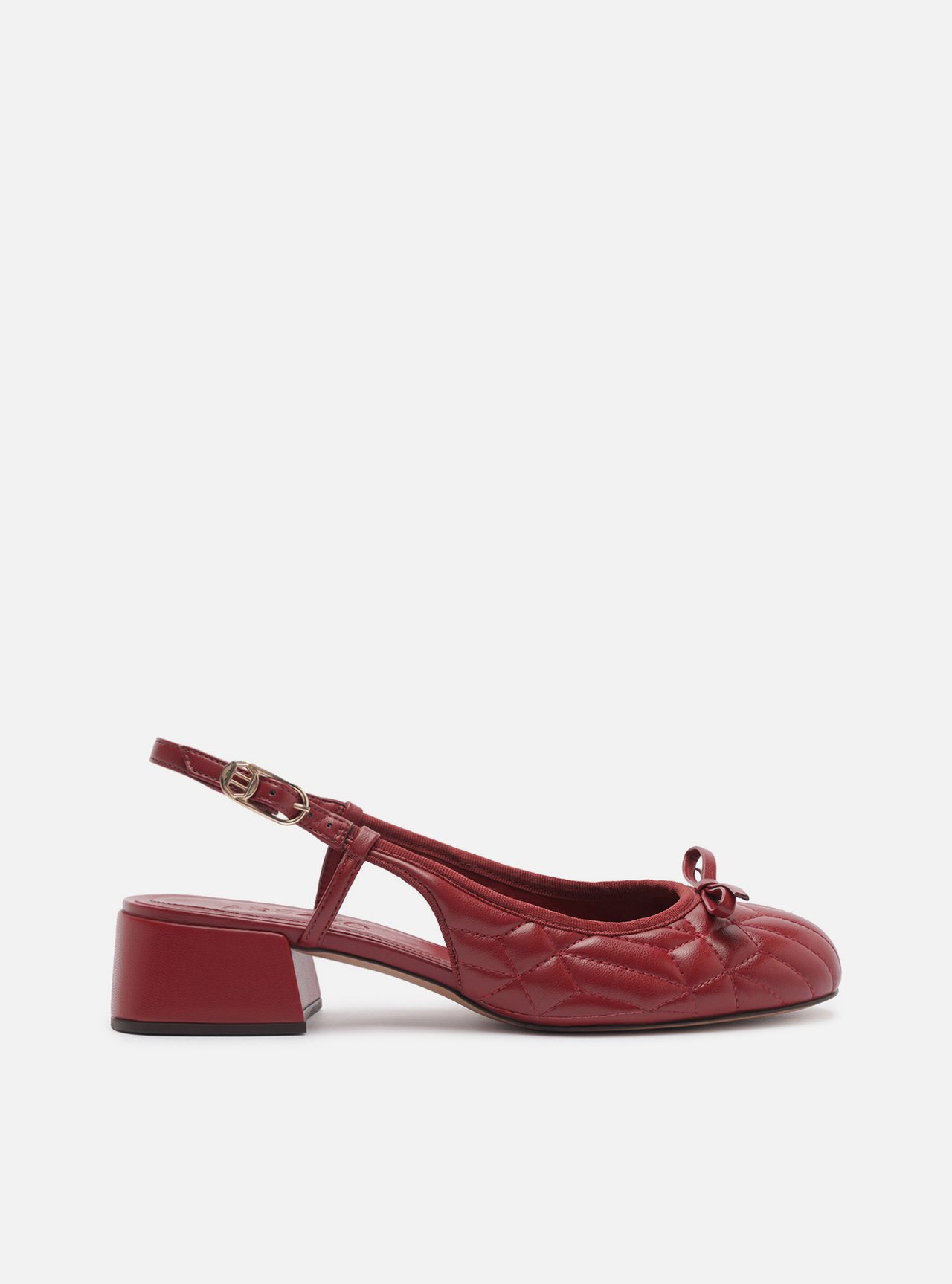 Scarpin Vermelho Salto Bloco Matelassê Slingback — foto 1
