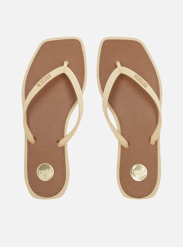 Arezzo — Chinelo de Dedo Off White Plataforma Metais Brizza