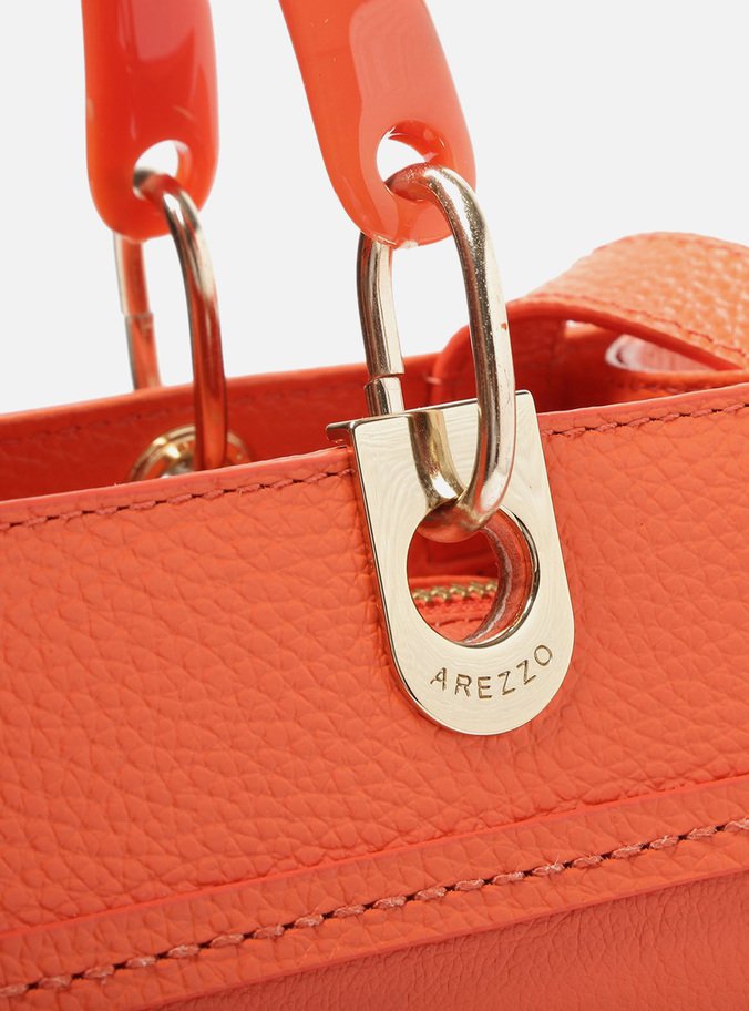 Bolsa Tote Laranja Couro Bianca Grande