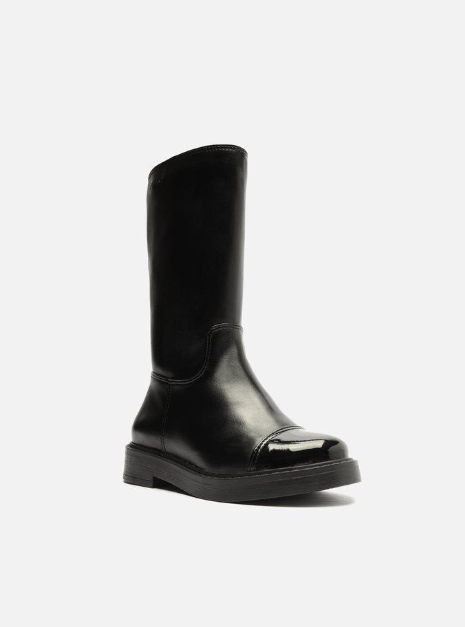 Bota Infantil Preta Cano Alto Biqueira Bambini