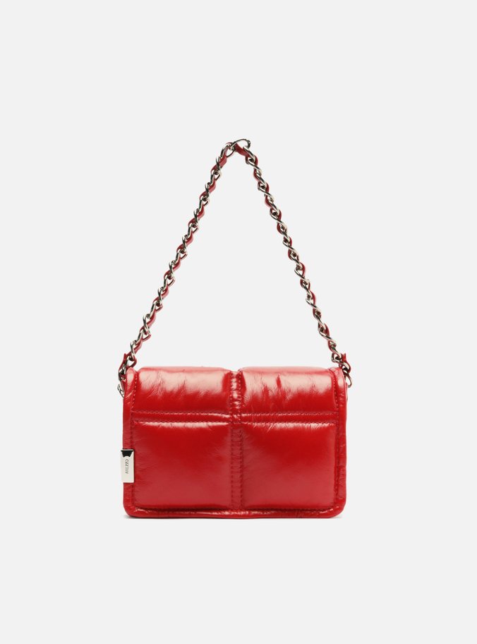 Bolsa Tiracolo Vermelha Couro Puffy Pequena