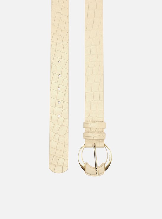 Cinto Off-White Couro Croco Abbraccio