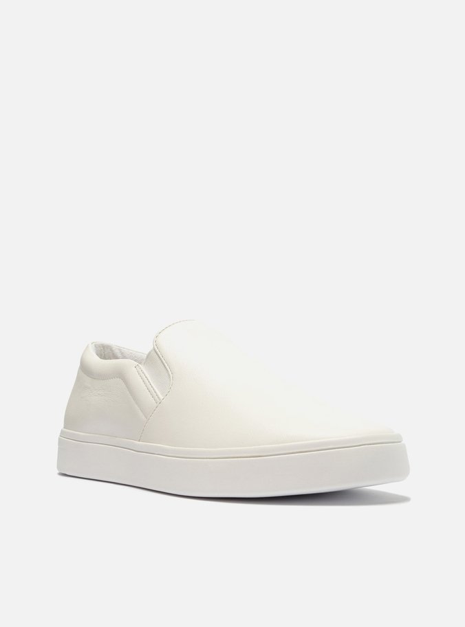 Tênis Slip On Branco Couro Básico