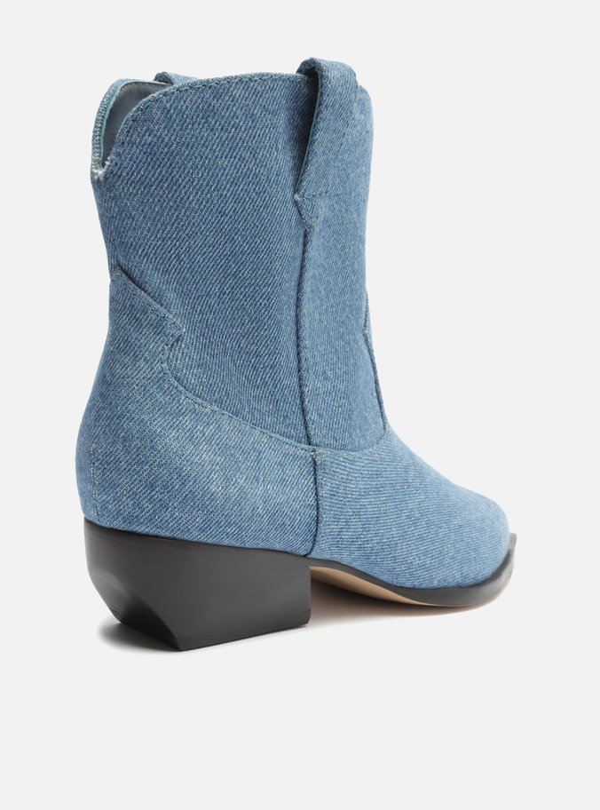 Bota Azul Jeans Cano Curto Western