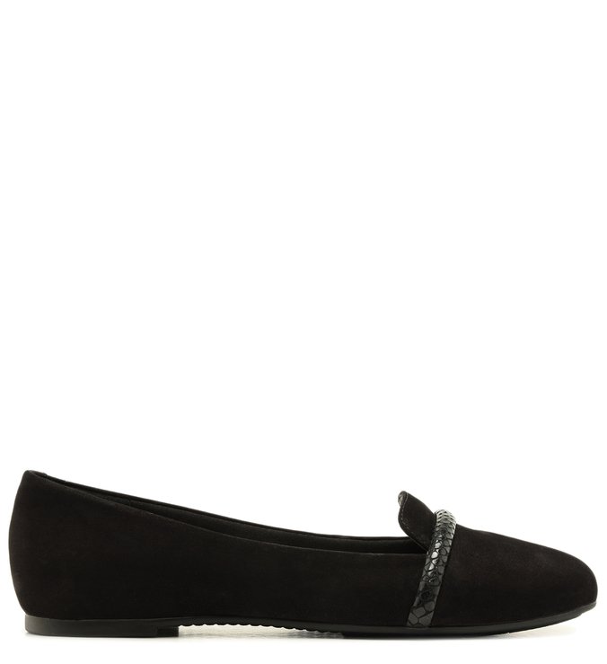 Mocassim Slipper Nobuck Preto Tira Snake