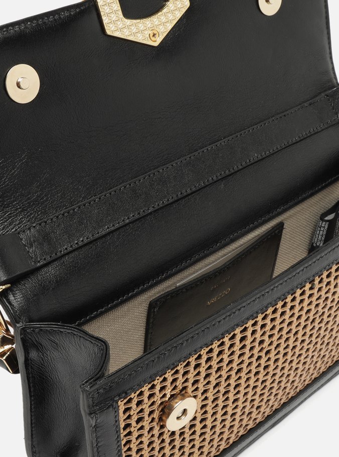Bolsa Tiracolo Preta Couro A001 Média Metálica