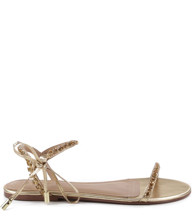 Rasteira Lace Up Glam Ouro
