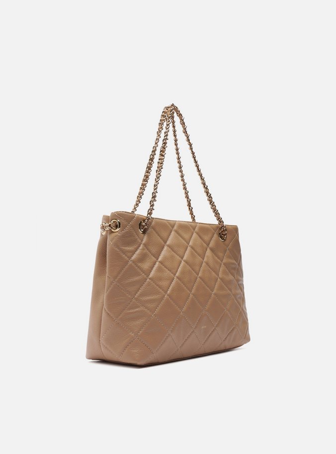 Bolsa Tote Nude Couro Matelassê Média