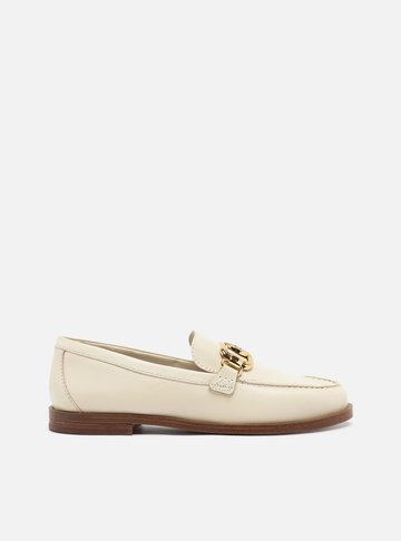 Mocassim Branco Couro Medalha