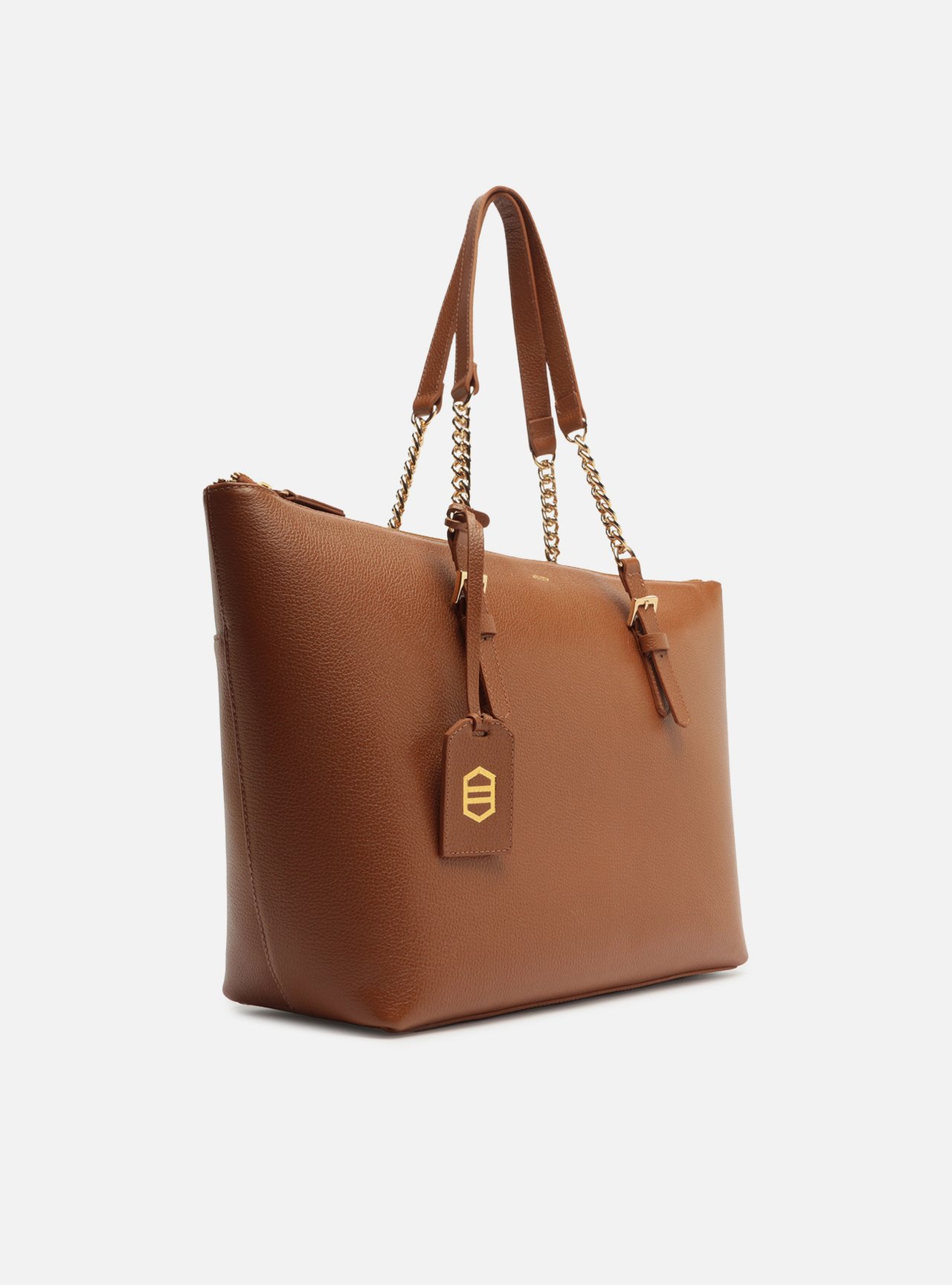 Bolsa Shopping Marrom Couro Grande Alça Corrente — foto 5