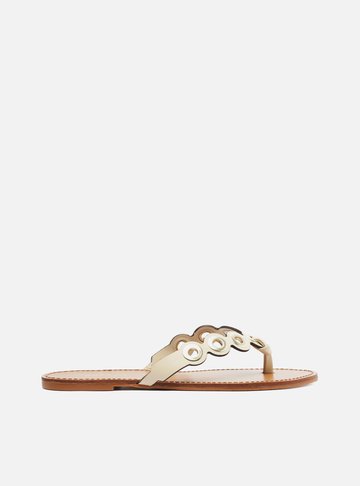 Rasteira Off-White Bico Redondo Argolas
