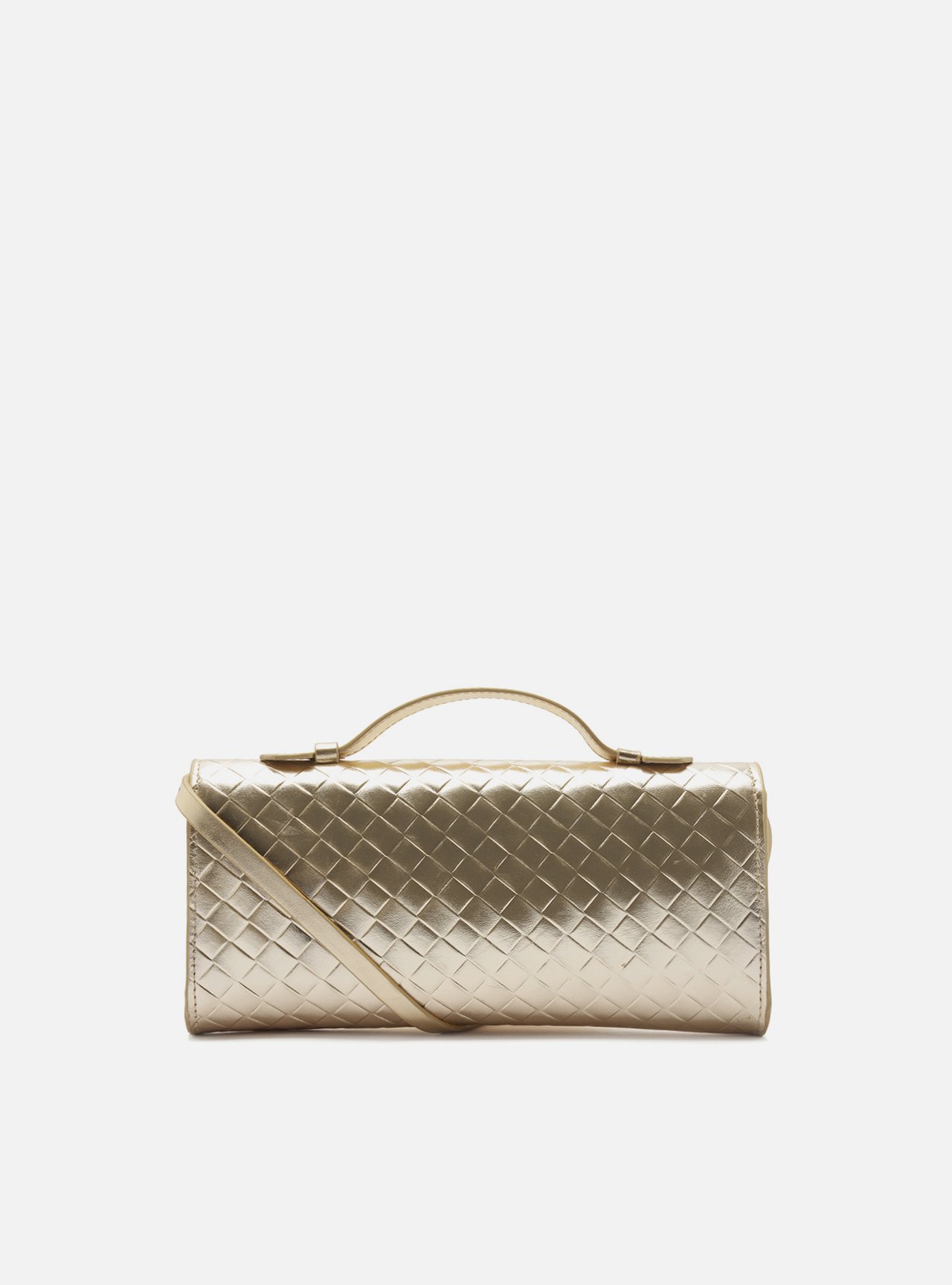 Bolsa Tiracolo Dourada Couro Média Tressê — foto 3