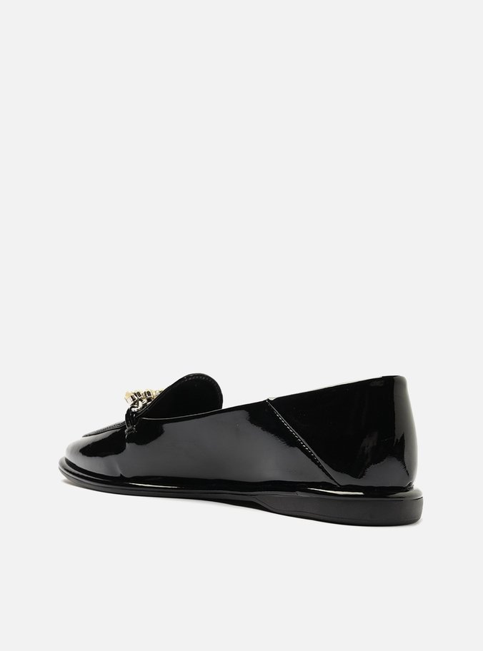 Mocassim Preto Verniz Pérolas