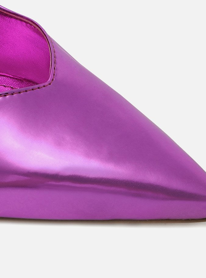 Scarpin Rosa Metalizado Bico Fino Sia
