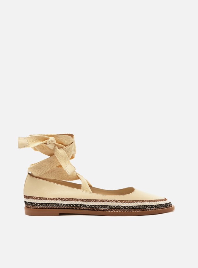 Espadrille Off-White Couro Rasteira Neutra