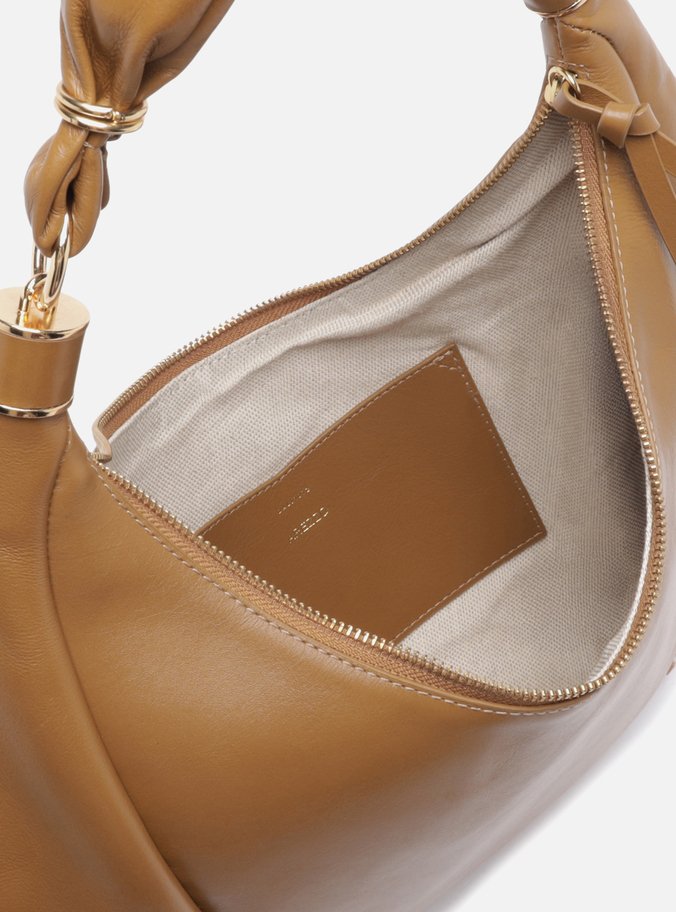 Bolsa Hobo Marrom Couro Média Franjas