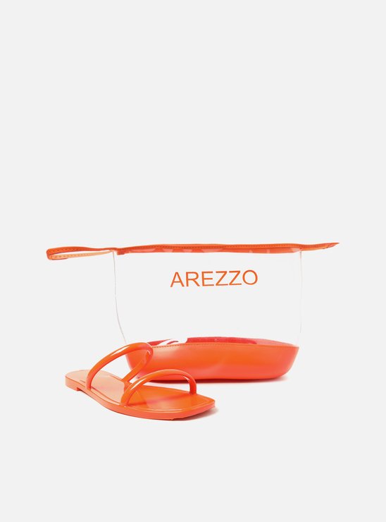 Kit Rasteira Laranja Brilho e Bag Transparente Brizza
