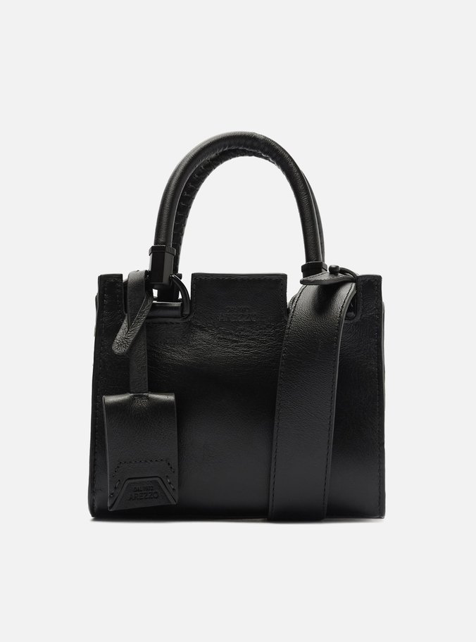 Bolsa Tote Preta Couro Abbraccio Pequena